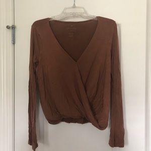 American Eagle Soft and Sexy Leather Brown Top